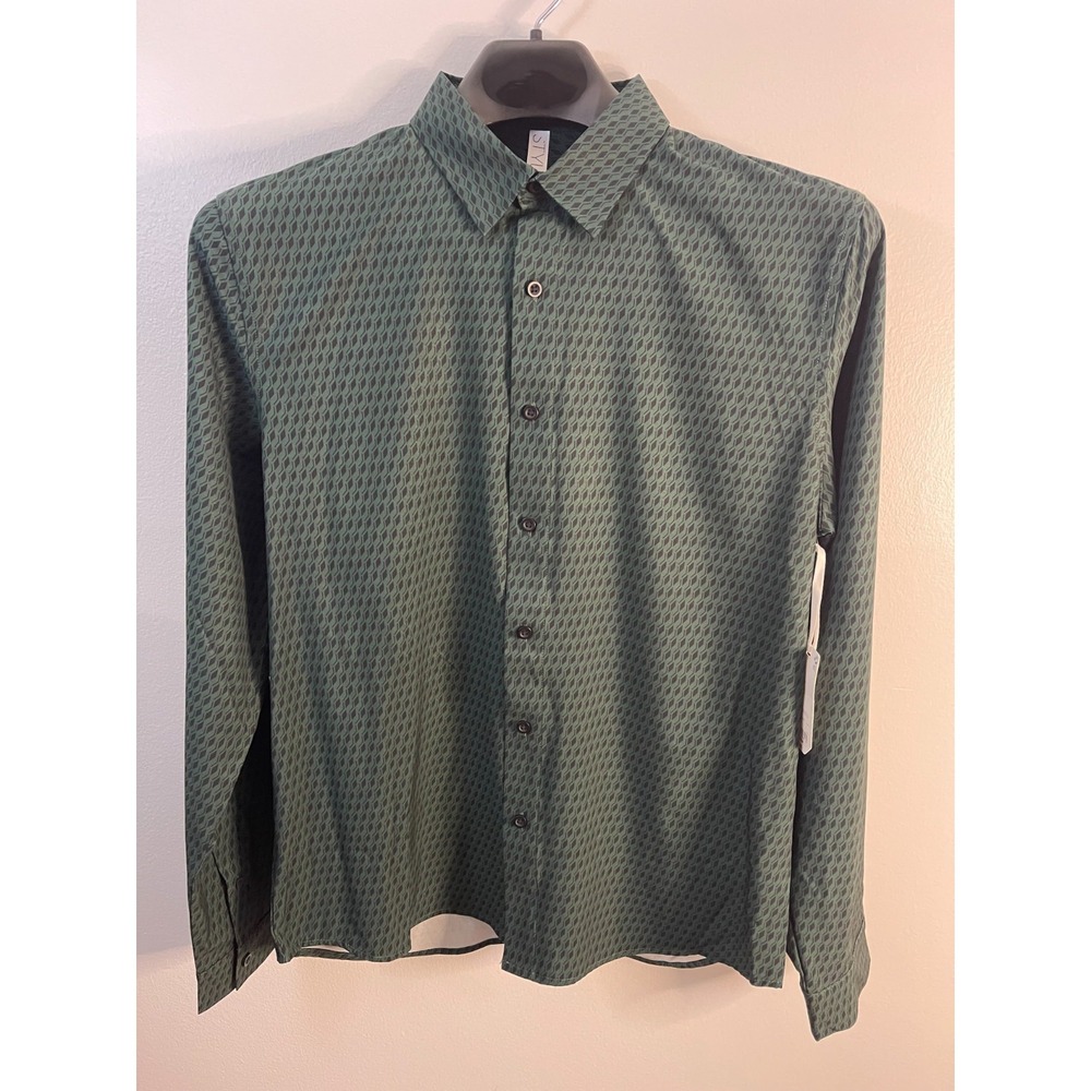 Stylus Mens Dress Button Up Shirt Green/Black Size M (NWT)
